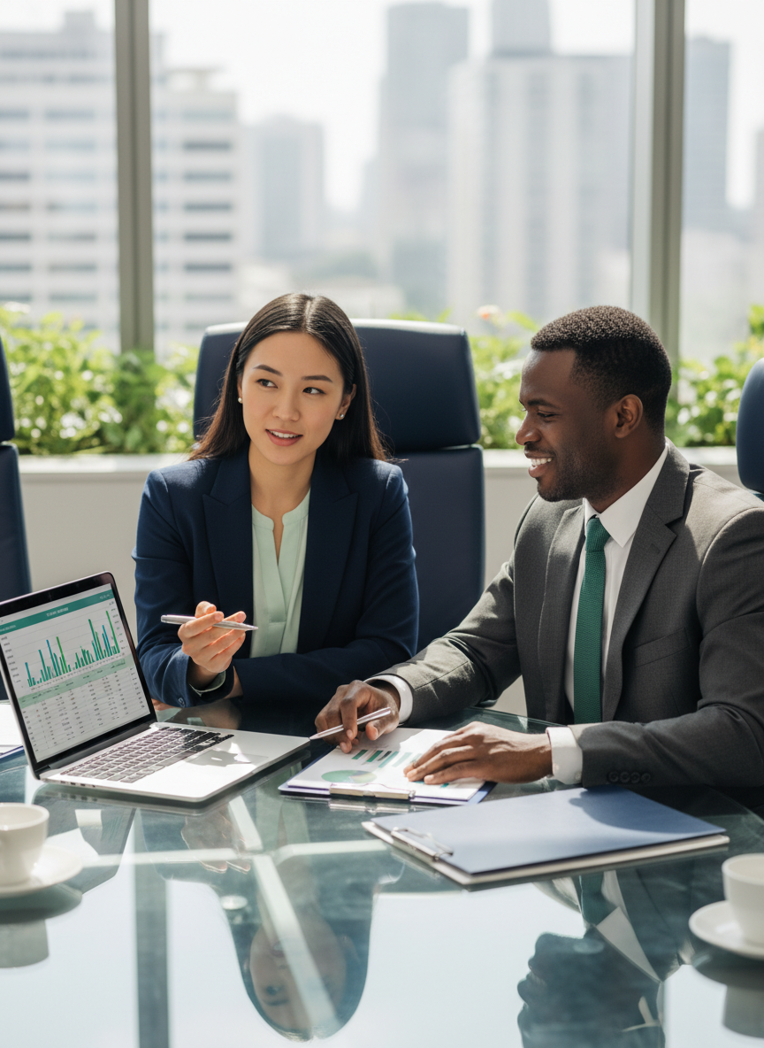 Business owner meeting with a funding advisor to review eligibility